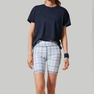 Tuckernuck Provincial Plaid 7 Inch Ava Biker Shorts L